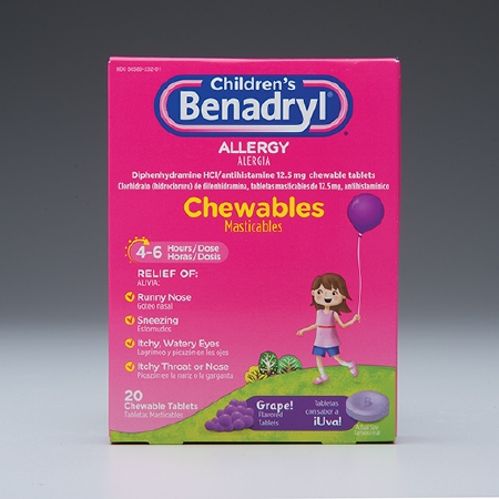 CHILDRENS BENADRYL ALLERGY, TAB CHEW GRAPE (20/BX 24BX/CS) - New ...