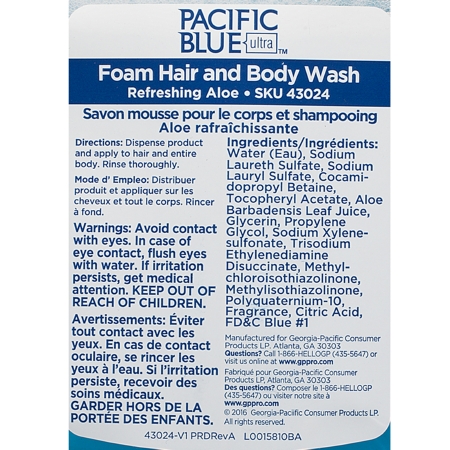 BODY WASH/SHAMPOO, PACIFIC BLUE ULTRA 1200ML (4/CS)