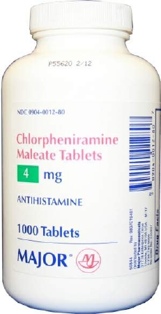 CHLORPHENIRAMINE MALEATE, TAB 4MG (1000/BT)           MJPHRM