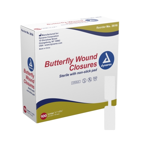BANDAGE, BUTTERFLY 1/2″X2.75″ (100/BX  24BX/CS)