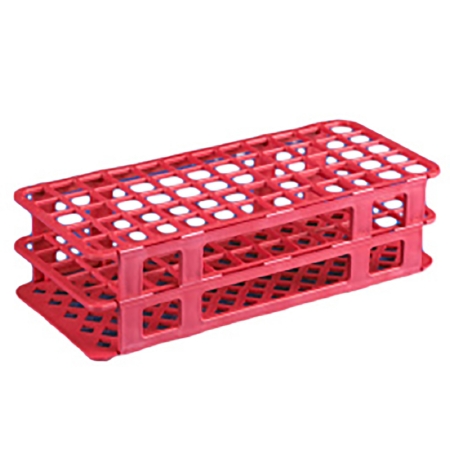 RACK, TEST TUBE 16MM RED 60PLACE PLASTIC