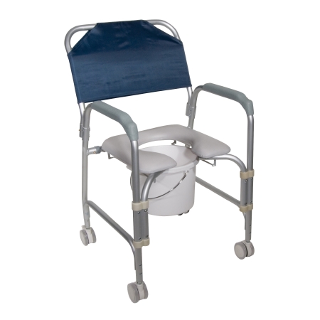 CHAIR, SHOWER COMMODE ALUMINUMW/CASTERS