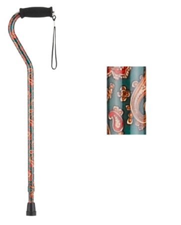 CANE, OFFSET W/STRAP ALUM GRN (2/CS)