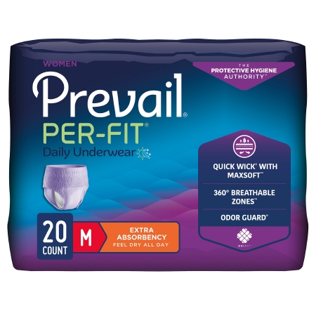 UNDERWEAR, PREVAIL PER-FIT WOMEN 34″-36″ MED (20/BG 4BG/CS)