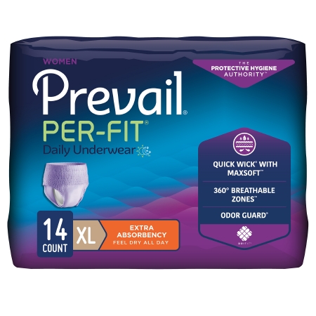 UNDERWEAR, PREVAIL PER-FIT WOMEN 58″-68″ XLG (14/BG 4BG/CS)