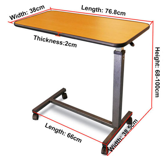 Height-Adjustable-Wooden-Overbed-Table-for-Hospital